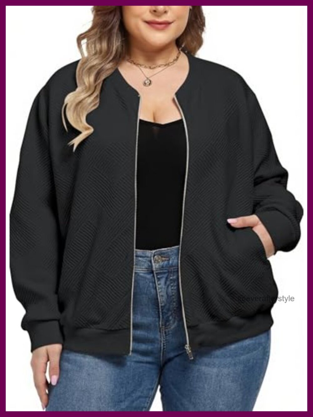 Plus Size Full Zip Up Long Sleeve Bomber Jacket Lightweight Oversized Casual